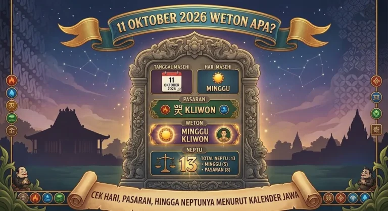 11 Oktober 2026 Weton Apa? Cek Hari, Pasaran, hingga Neptunya Menurut Kalender Jawa